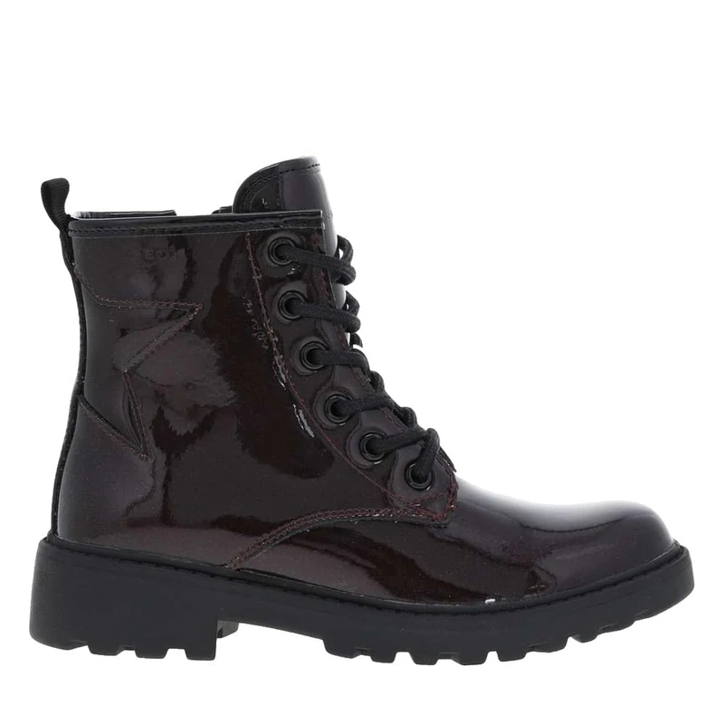 Geox Girls' J Casey Girl Ankle Boot, Dk Burgundy Black, 2.5 UK