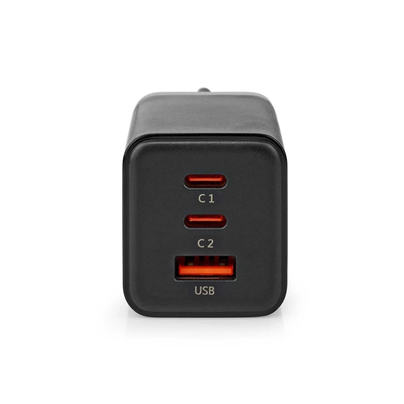 NEDIS Netzladegerät 65 W GaN Schnellladefunktion 3.0 3 A A - Anzahl der Ausgänge: 3, USB-A, 2X USB-C™, Automatische