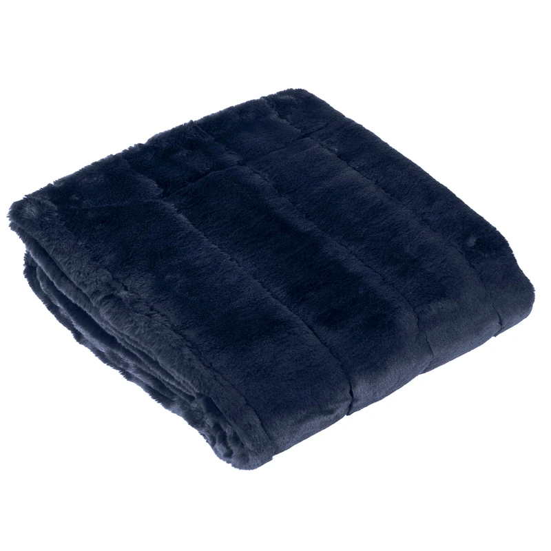 Paoletti Empress Faux Fur Throw – Soft Elegant Heavyweight Minimalist Décor Blanket for Bed or Sofa (Navy - 140x200cm) - Image 1