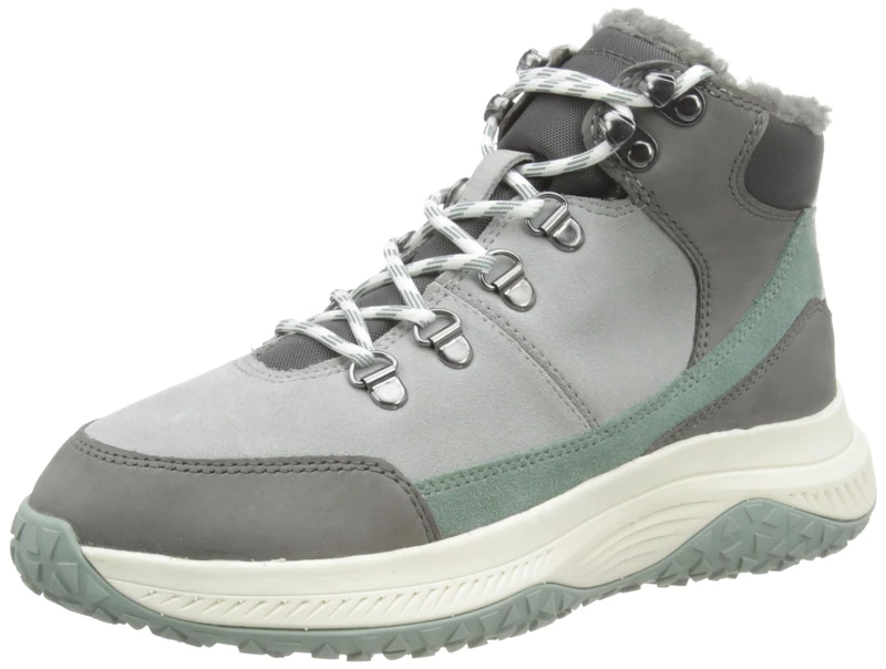 Geox Girls' D Oliviera + Grip C Trainers, Lt Grey Dk Stone, 2.5 UK