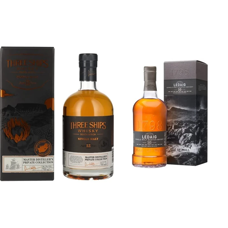 Three Ships 12 Year Old Single Malt Whisky, 700ml & Ledaig 10 Year Old Whisky, 70 cl