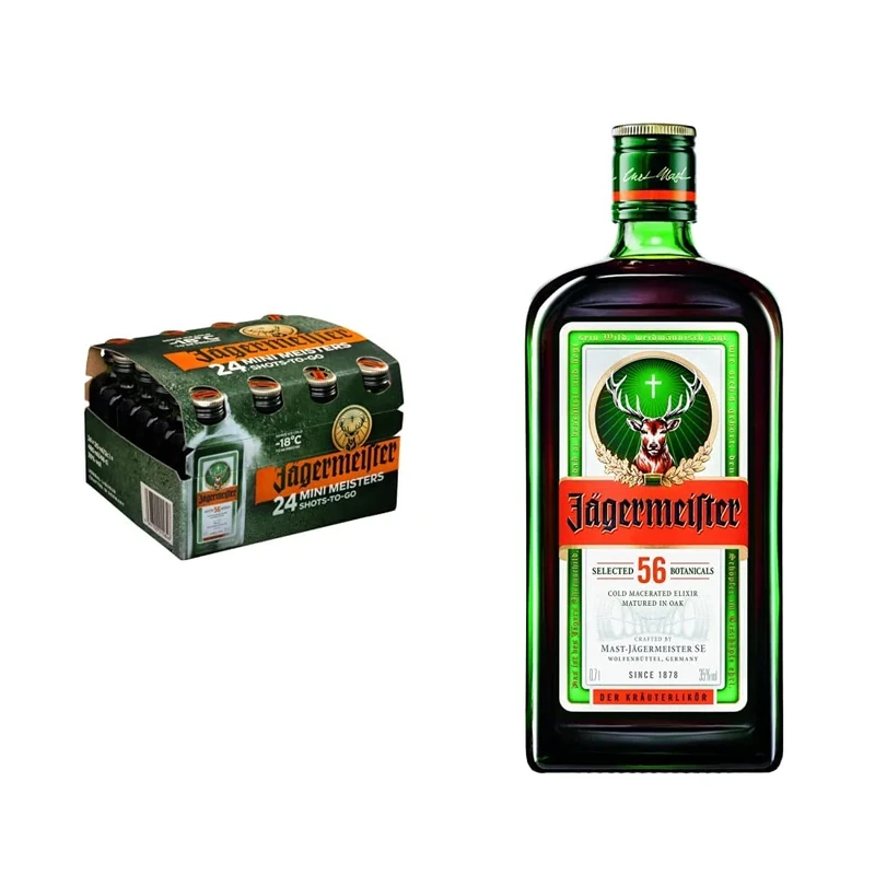 Jägermeister Herbal Liqueur, Case of 24 x 2cl mini bottles & Herbal Liqueur, 70cl