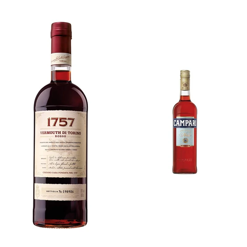1757 Vermouth di Torino Rosso 100 cl, 16% - Premium Craft Vermouth & Campari 25% ABV Bitter, 70cl