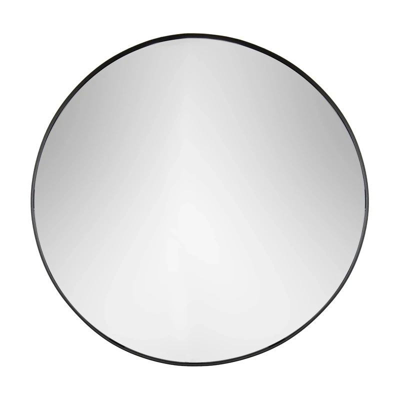 Yard Thin Round Deep Edge Wall Mirror,Black,50 x 50 x 5cm