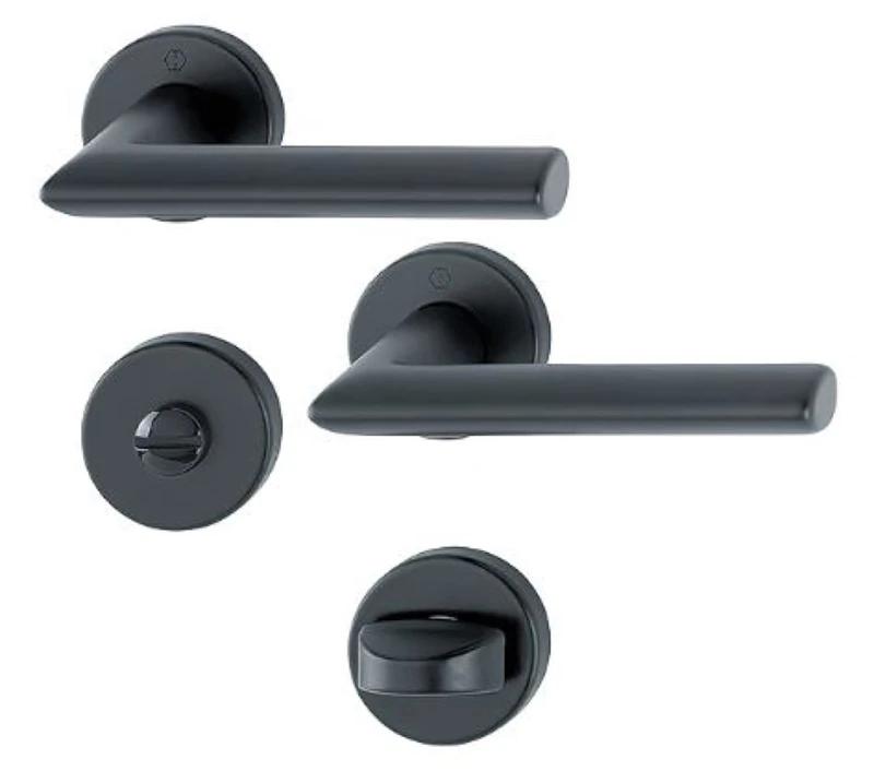 Stockholm HOPPE 1140/42K/42KS Pair of Crutches on Rosette Matt Black – Cane Spout Lock – 11705218 - Image 1