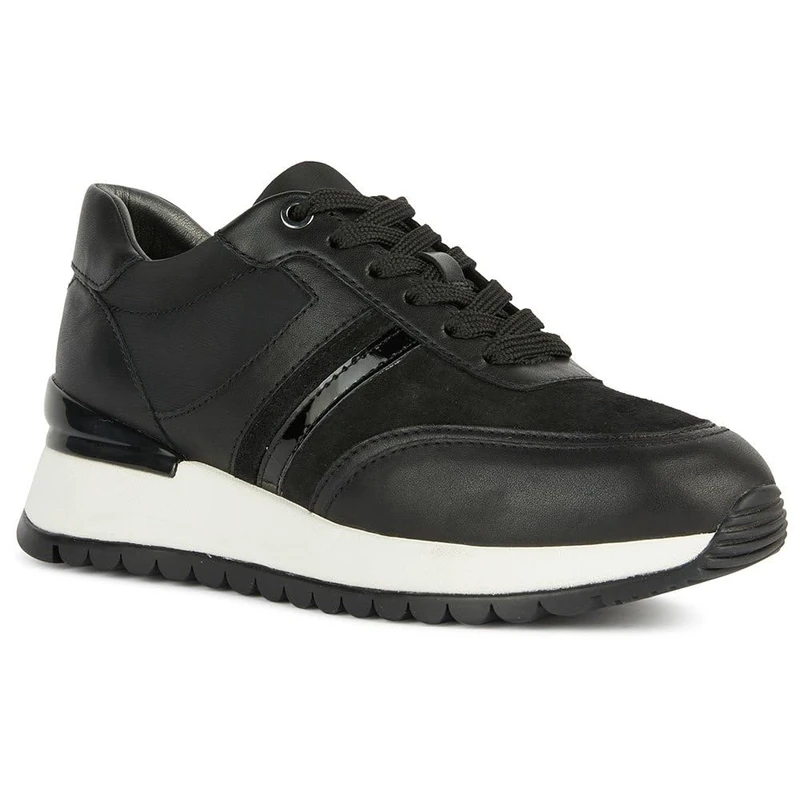 Geox Girls D Desya Sneaker, Black, 6.5 UK