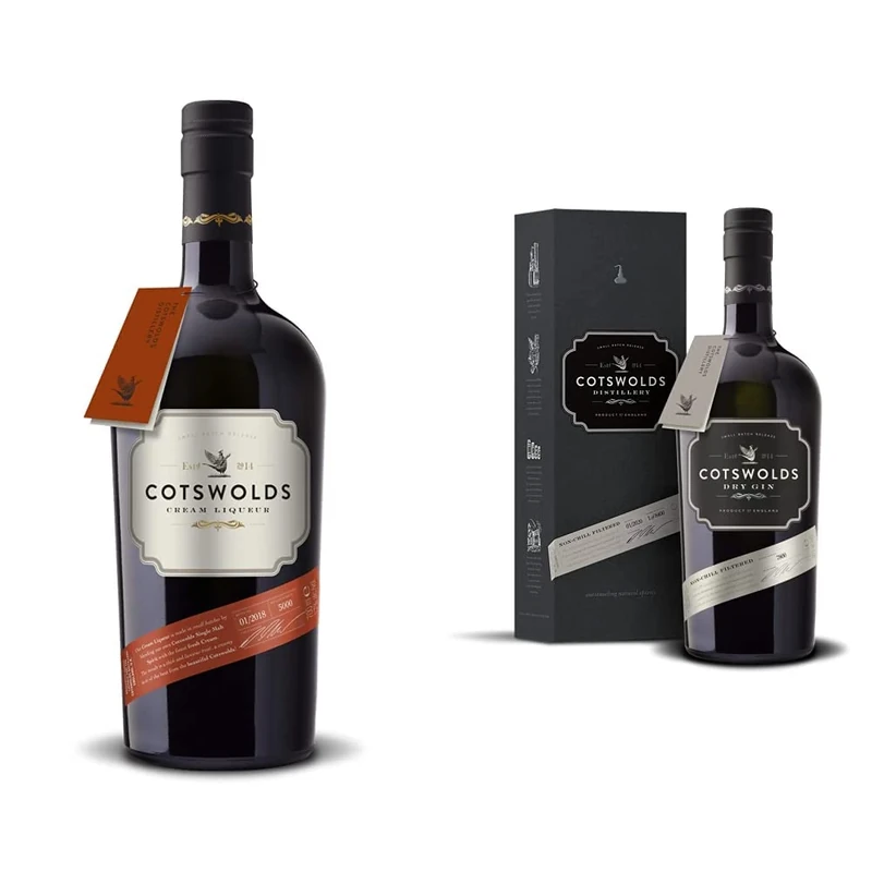 Cotswolds Cream Liqueur - Luxurious Single Malt Whisky Spirit Blended with Fresh Irish Cream - 17% ABV - 70cl & Dry Gin, 700ml