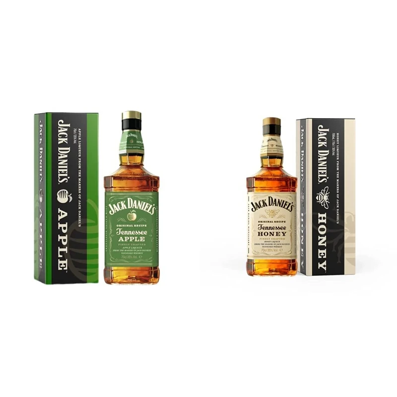 Jack Daniel’s Tennessee Apple Gift Tin Whiskey, 70cl (package may vary) & 's Tennessee Honey Gift Tin, 70 cl