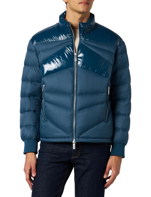 Armani Exchange Men's Real Down, Long Sleeves, Glossy Inserts, Soft Touch Down Vest, Legion Blue, M