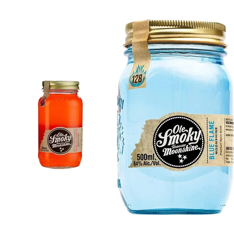 Ole Smoky Hunch Punch Moonshine, 500ml 40% & Blue Flame Moonshine, 500ml 64%