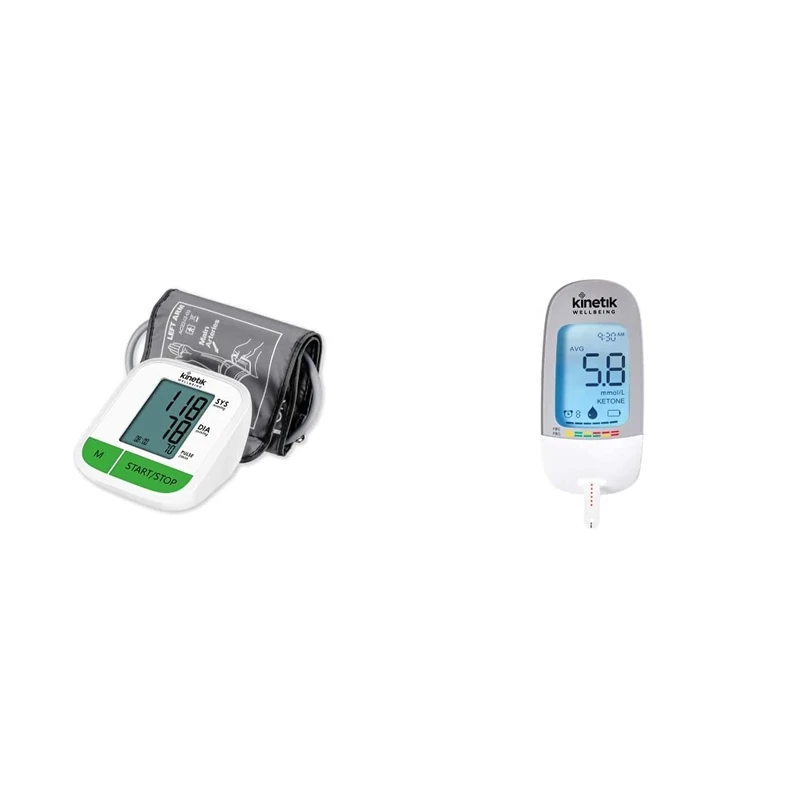 Kinetik Wellbeing Fully Automatic Blood Pressure Monitor - Used by The NHS – in Association with St John Ambulance & Blood Glucose Monitoring System – Test Strips & Lancets Available on Prescription
