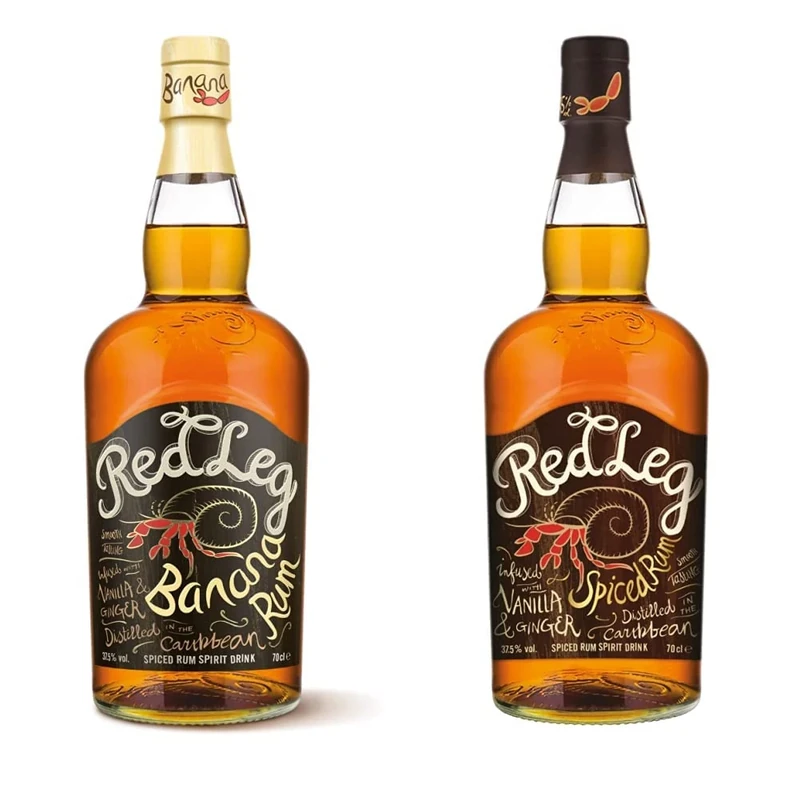 RedLeg Banana Rum - Premium aged Caribbean rum infused with banana, 70cl & Spiced Rum, 70 cl