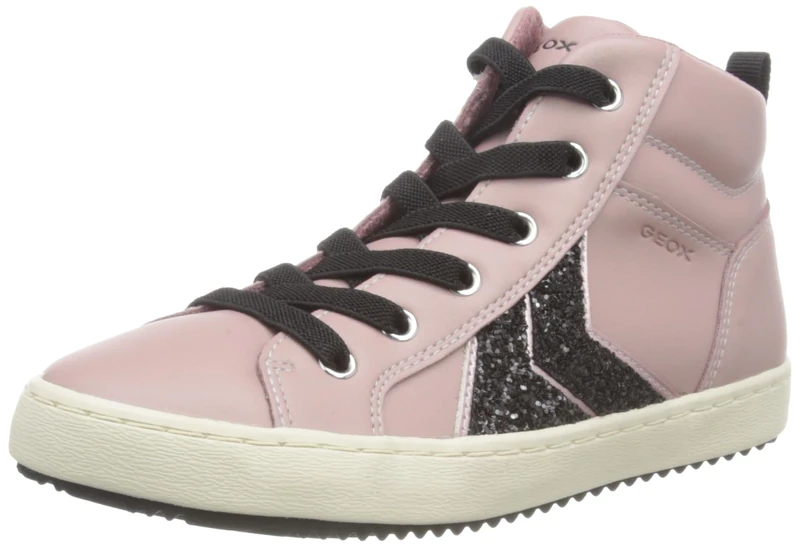 Geox Girls' J Kalispera Girl Trainers, Antique Rose Black, 4 UK