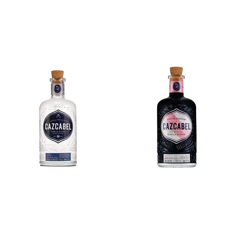 Cazcabel Blanco Tequila | 100% Agave | Award Winning | Perfect for Margarita's & Paloma's | Silver Tequila | Vegan, Gluten & Additive Free | 70cl & Coffee Liqueur with Tequila, 70 cl