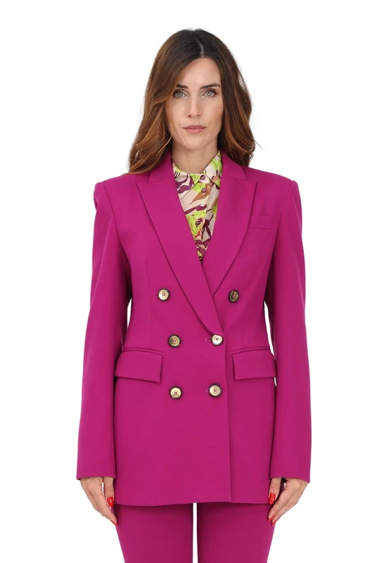 Pinko Women's Glorioso Stitch Fabric Jacket Blazer, Vib_Viola Buganville, UK 6