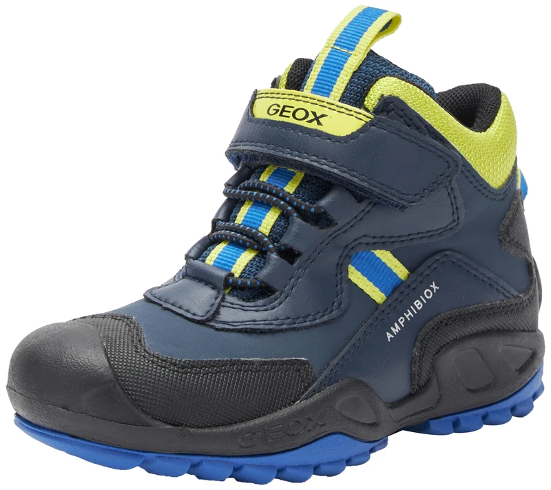 Geox J New Savage Boy B A Trainers, Navy/Lime Green, 24 EU, Navy Lime Green, 7 UK