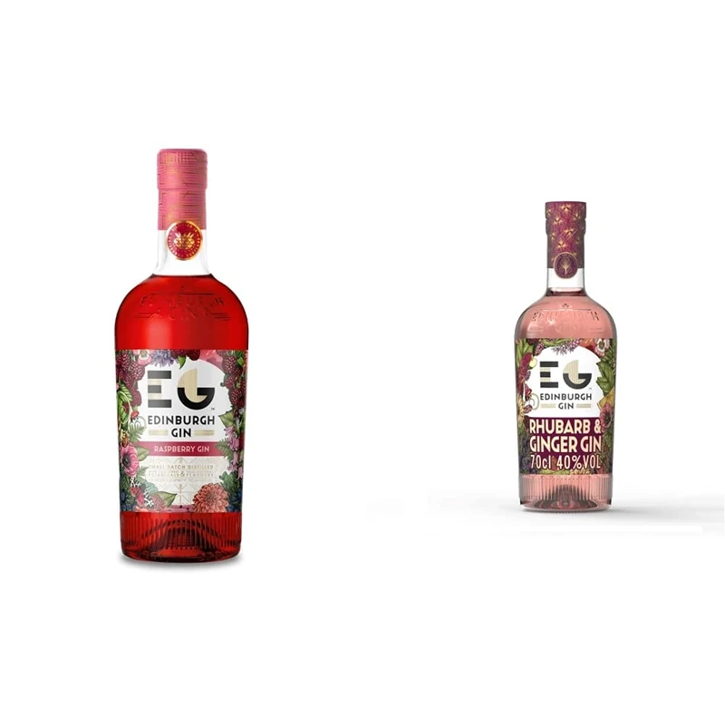 Edinburgh Gin Raspberry Flavoured Gin 70 cl & Rhubarb and Ginger Pink Gin 70 cl