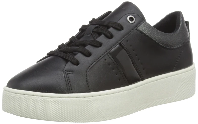 Geox D Skyely A Sneaker, Black Gun, 6.5 UK