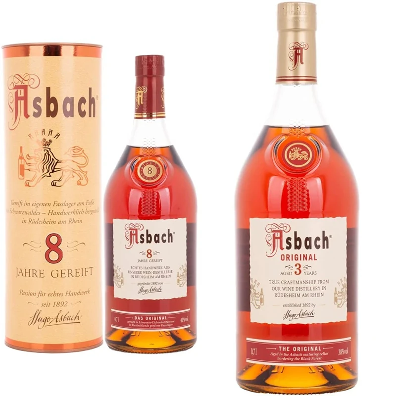 Asbach 8 Year Old German Brandy, 70 cl & Original 3 Years Old, 70 cl