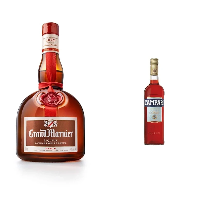 Grand Marnier - Cordon Rouge Cognac & Orange Liqueur, 70 cl & Campari 25% ABV Bitter, 70cl