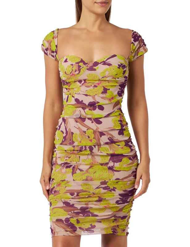 Pinko Women's Orbital Retina St. Iris Dress Cocktail, Cs4_Mult.Beige/Verde, XXS