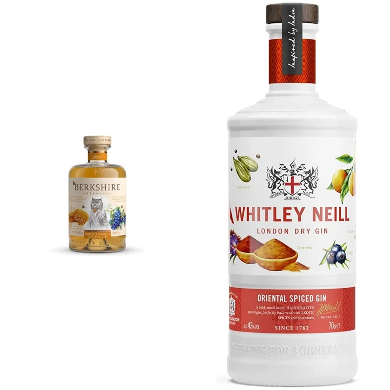 BERKSHIRE HONEY & ORANGE BLOSSOM GIN 40.3% 50CL & Whitley Neill Oriental Spiced Gin 70cl
