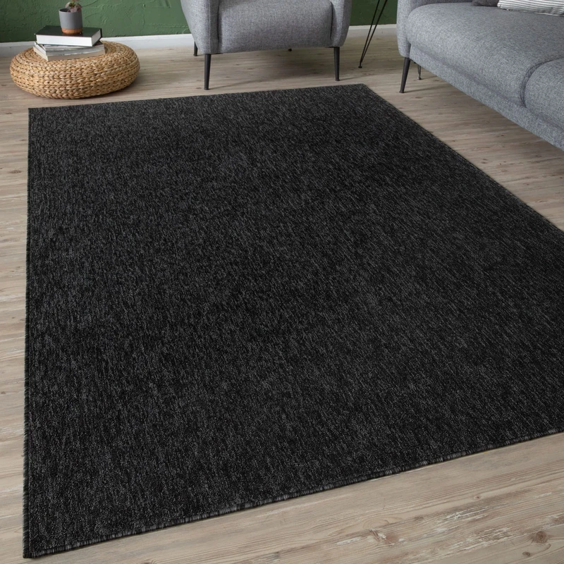 THE RUGS Low Pile Area Rugs – Modern Indoor Rugs for Living Room, Bedroom, Dining Room, Entryway – Non-Shedding (Dark Grey, 140x200 cm)