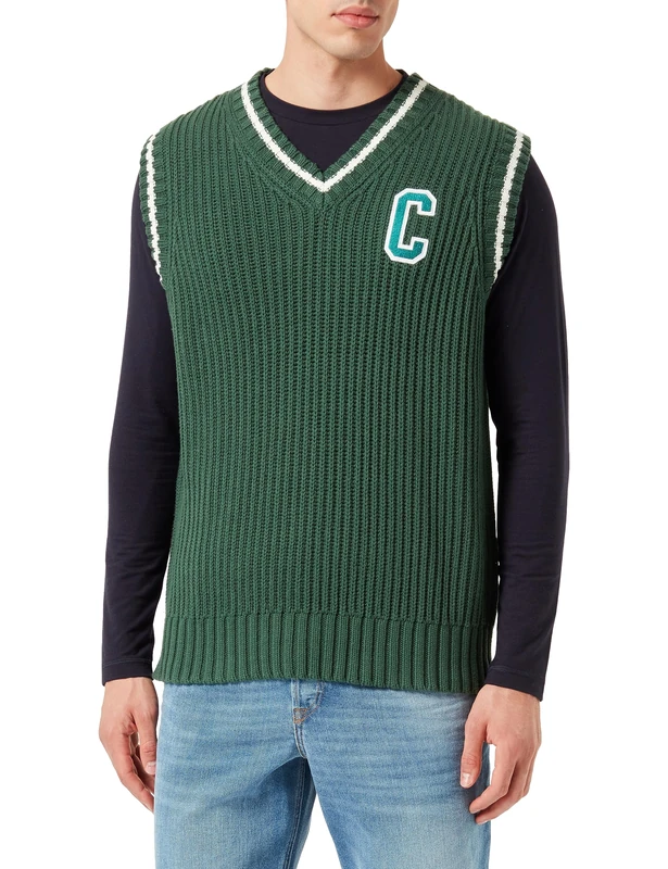 Champion Men's Rochester 1919 Bookstore - Cotton Knitted Winter-edition V-neck Vest Jersey, Verde Avt, One Size UK