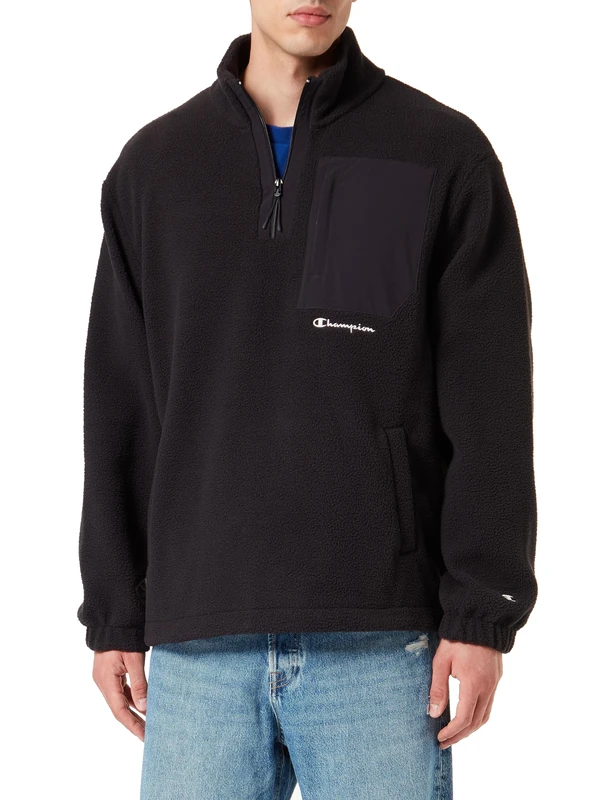 Champion Men's Rochester 1919 Eco Future - Recycled Polar Half Zip Sweatshirt, Nero, XL UK