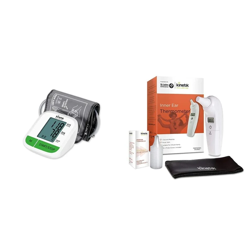 Kinetik Wellbeing Fully Automatic Blood Pressure Monitor - Used by The NHS – in Association with St John Ambulance & Inner Ear Thermometer – Used by The NHS