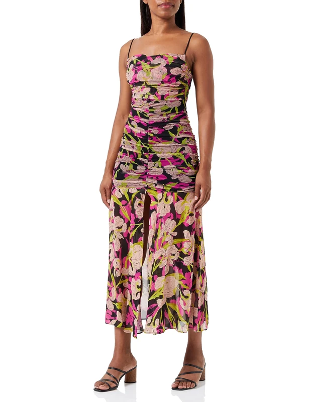 Pinko Women's Tanned Retina Dress St. Ir Cocktail, Zy5_Mult.Nero/Fuxia, XS