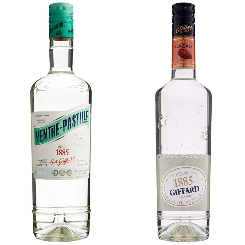Giffard Menthe Pastille Creme Clear 24% 70cl & Creme De Cacoa White Liqueur 70 cl