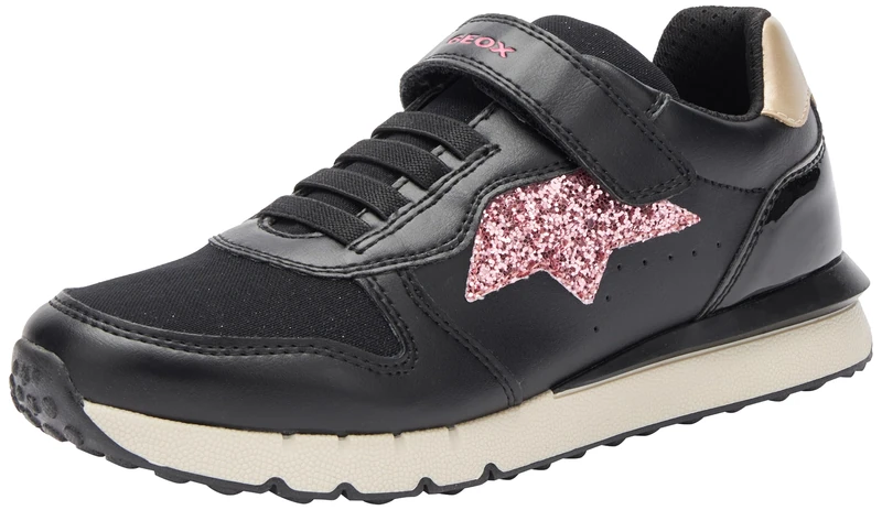 Geox J Fastics Girl C Sneaker, Black Dk Pink, 11 UK Child
