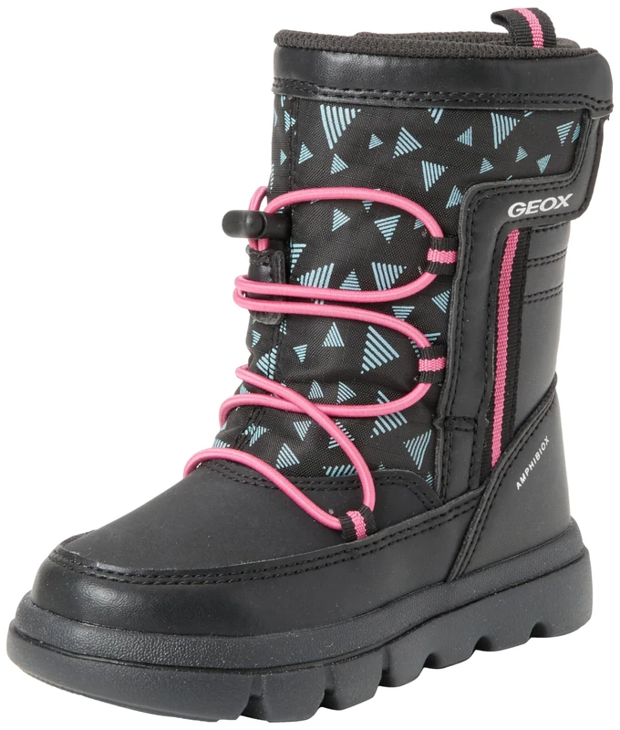 Geox J Willaboom Girl B A Ankle Boot, Black Fuchsia, 3 UK