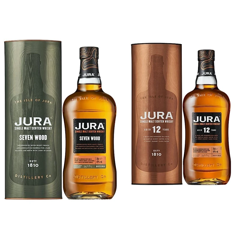 Jura Seven Wood and 12 Year Old Single Malt Whisky Set 70cl