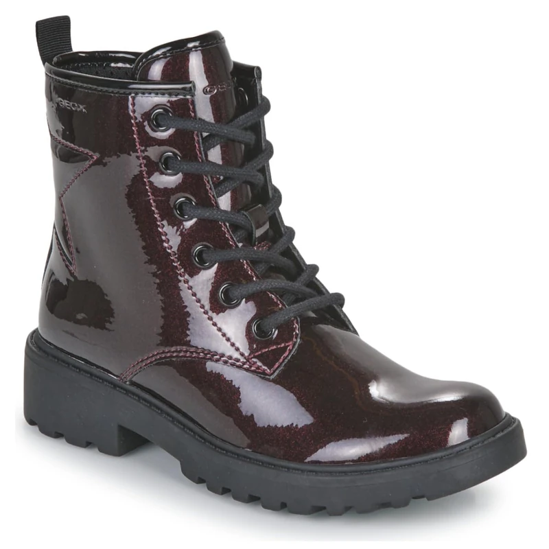 Geox Girls J Casey Girl Ankle Boots, Dk Burgundy Black, 4 UK