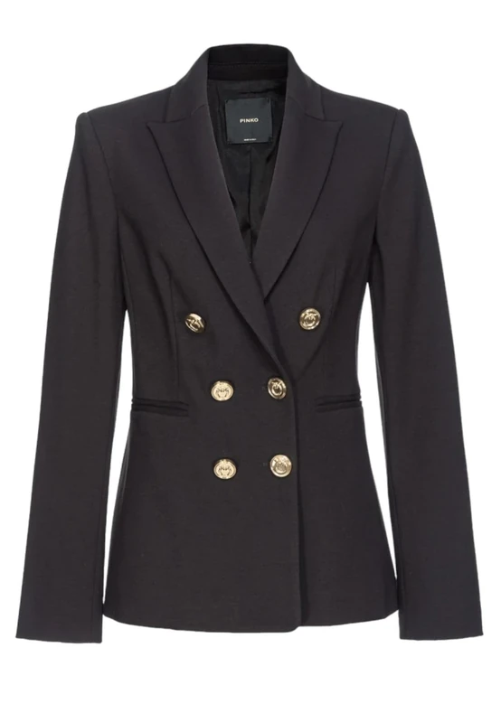 Pinko Women's Alexia Fabric Stitch Jacket with Blazer, Z99_Black Limousine, 16