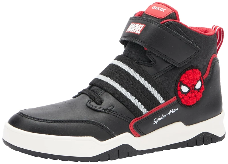 Geox Boys' J Perth Boy D Trainers, Black Red, 12.5 UK