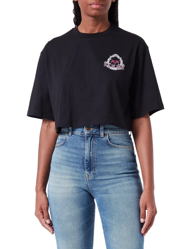 Pinko Women's Procione Cardigan Cachemire La T-Shirt, Z99_Nero Limousine, XS