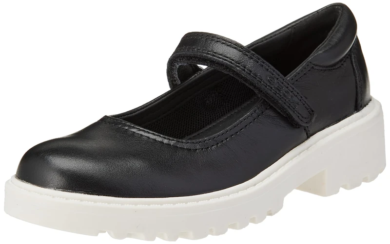 Geox Girls J Casey Girl P Ballet Flats, Black White, 10 UK