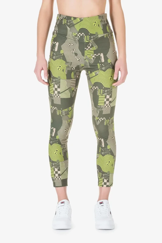VR 46 Women's AOP Row Vr46 Riders Academy Leggins, Green, XL