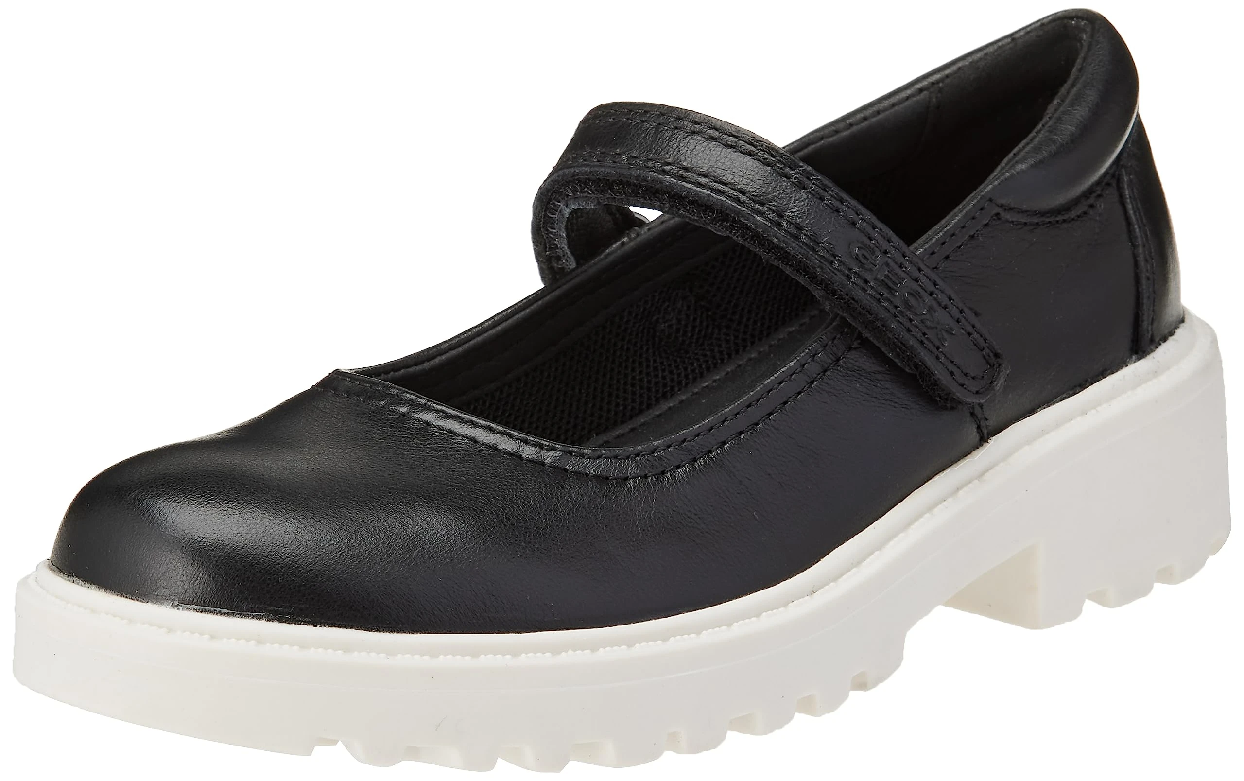 Geox J Casey Girl P Ballet Flat, Black White, 4 UK