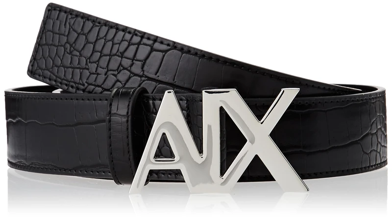 Armani Exchange Casual Logo Buckle, Tortoiseshell Print Belt, black, XS