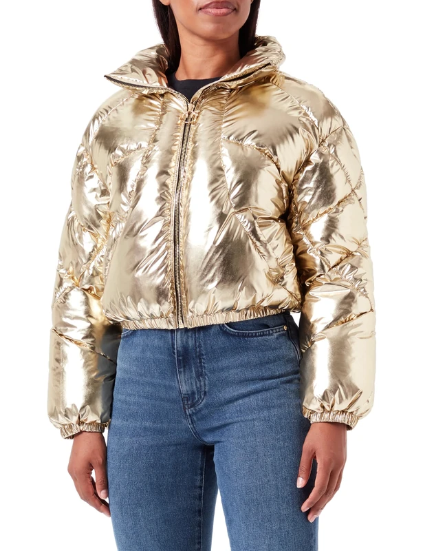 Pinko Women's Sci Camicia Drillino Color Down Jacket, H77_ORO METALLICO, 52