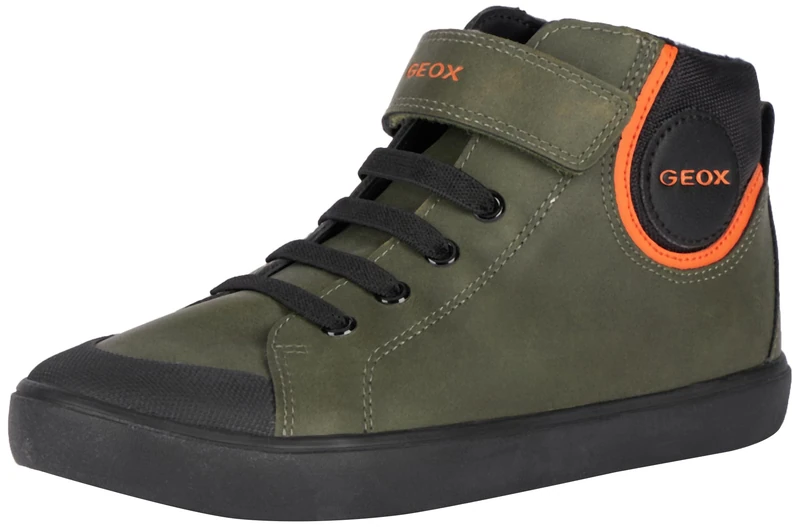 Geox Boys' J Gisli Boy F Trainers, Dk Green Black, 6 UK
