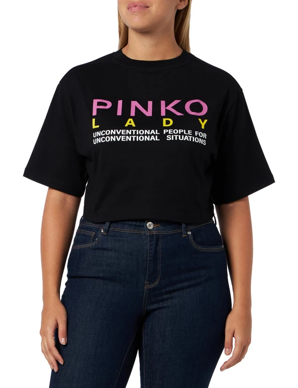 Pinko Women's Thermal T-Shirt Jersey L, Z99_Nero Limousine, XXS