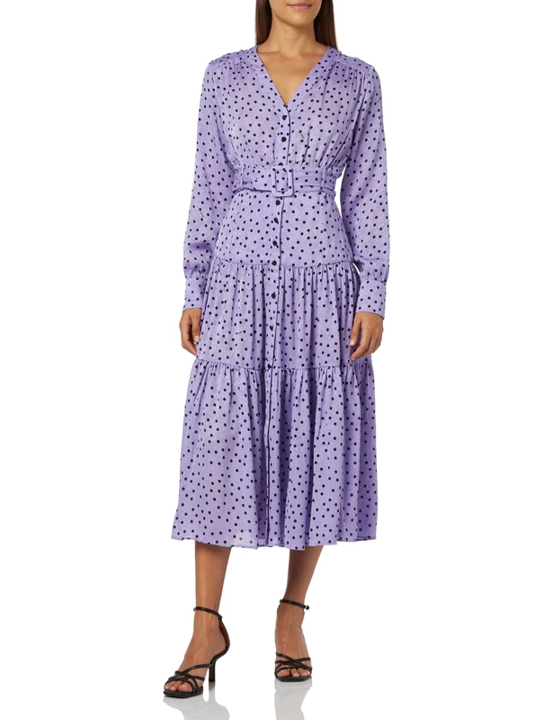 Pinko Women's ISOMETRIA Abito Jaquard ST.POI Casual Dress, QZ2_Lilla/Nero, 42