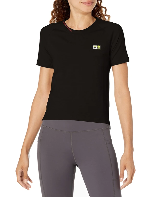 VR 46 Women's Cropped Row Vr46 Riders Academy T-Shirts, Black, XL