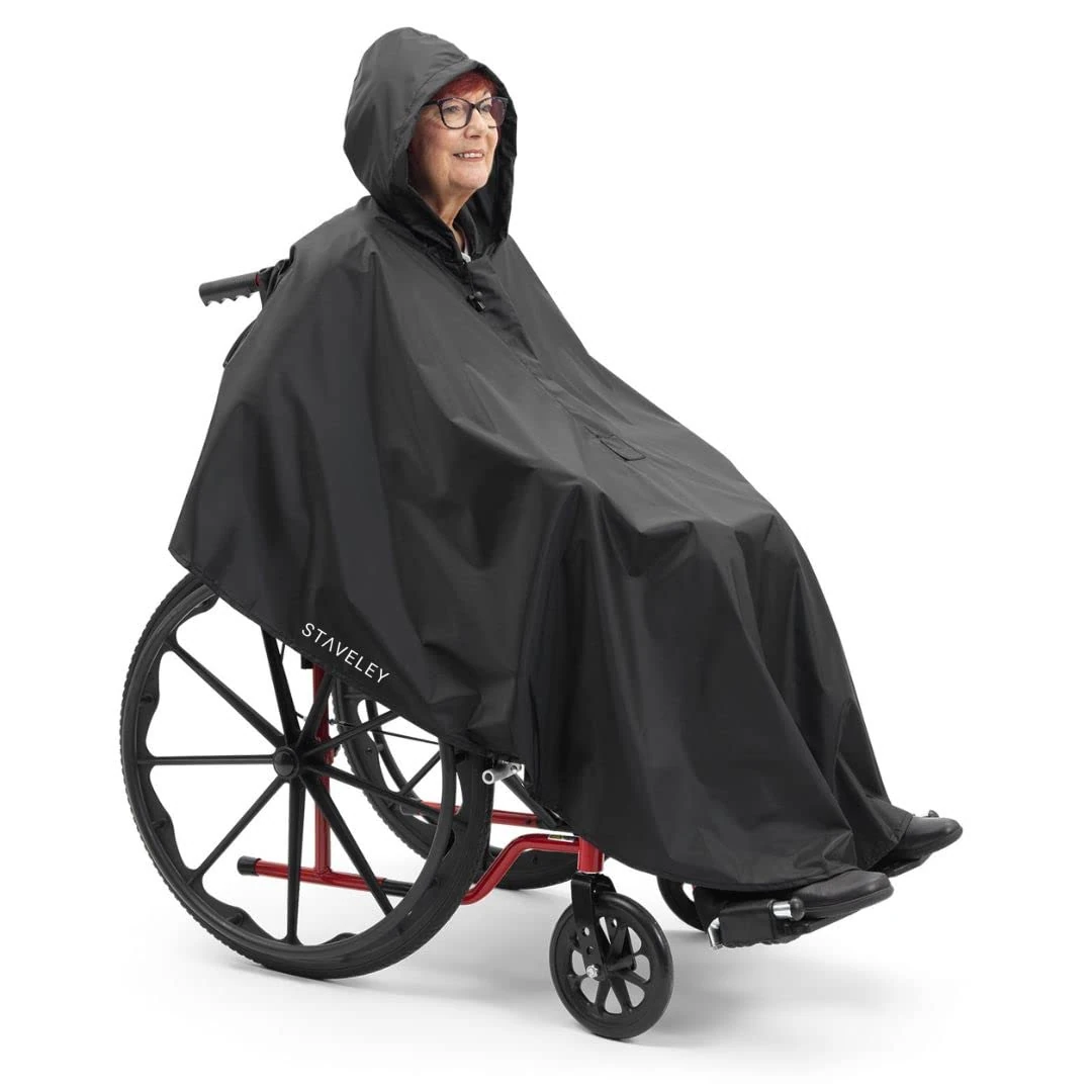 Staveley Wheelchair Rain Cape Poncho Waterproof | Unisex Lightweight Adult Mobility Rain Cape | Protection for Wheelchair & Electric Wheelchair Users