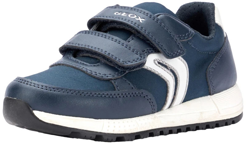 Geox J Albums Boy E Sneaker, Navy-White, 5 UK